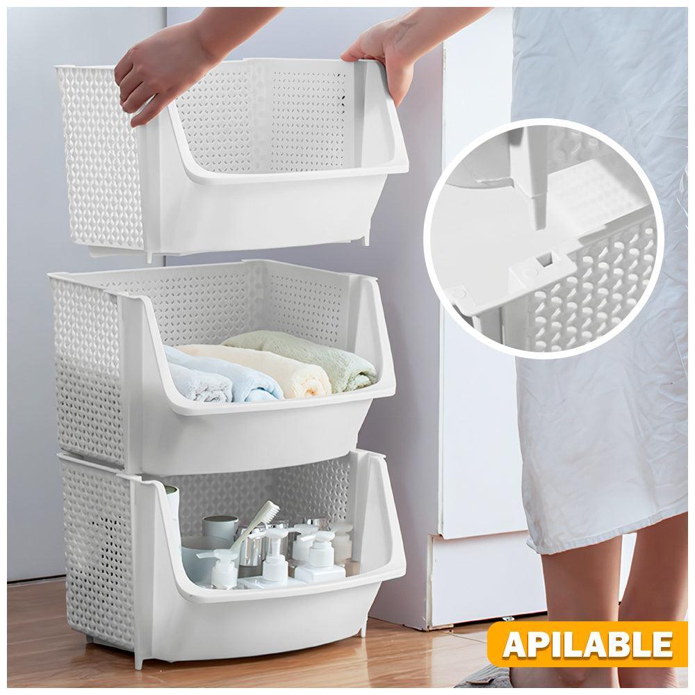 Pack X3 Caja Organizador Cesta Apilable Verdulero Frutero U80 - Keller Perú