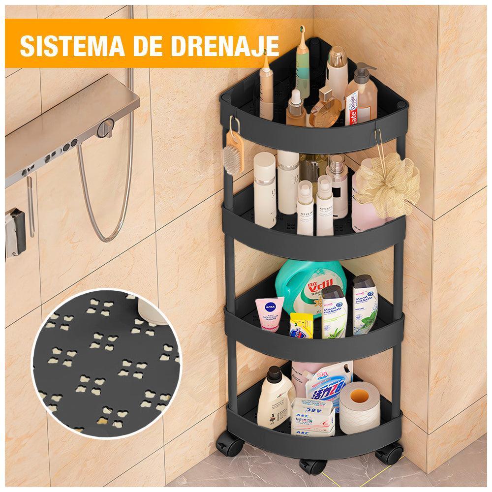 Carrito Organizador Estante Esquinero con Ruedas para Baño YG5 - Keller Perú