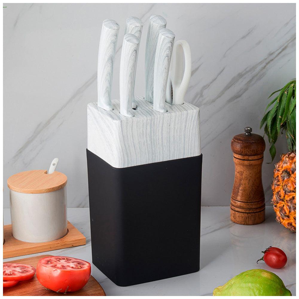 Juego de Cuchillos 6 Piezas de Acero con Base Blanco K56 - Keller Perú