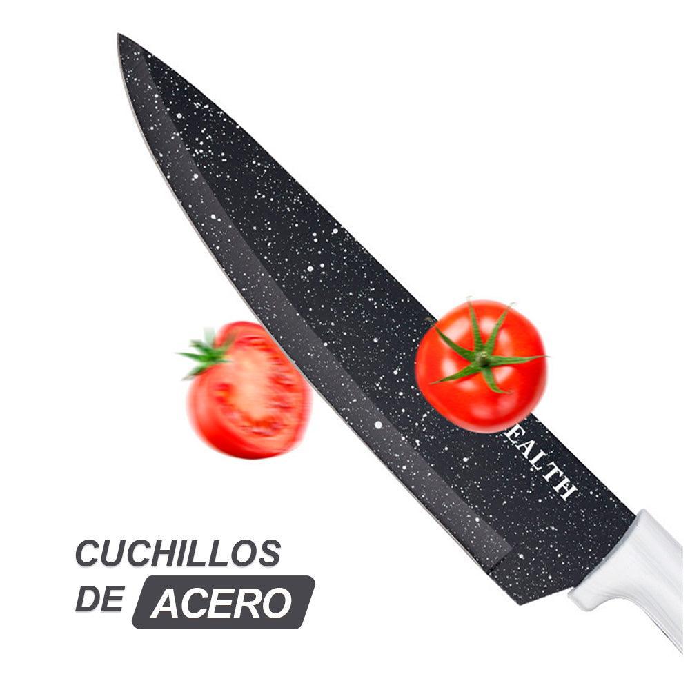 Juego de Cuchillos 6 Piezas de Acero con Base Blanco K56 - Keller Perú