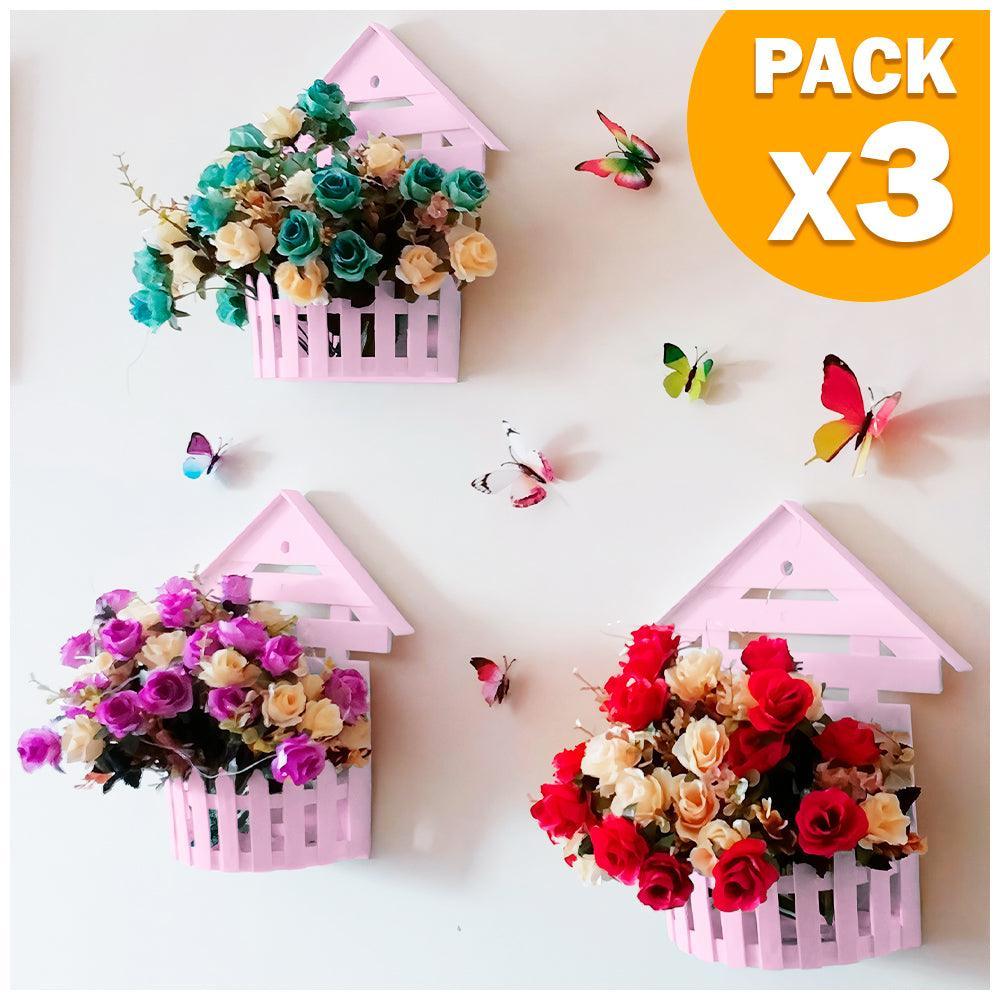 Pack X3 Macetero Decorativo Maceta Colgante de Pared Casita L10 - Keller Perú