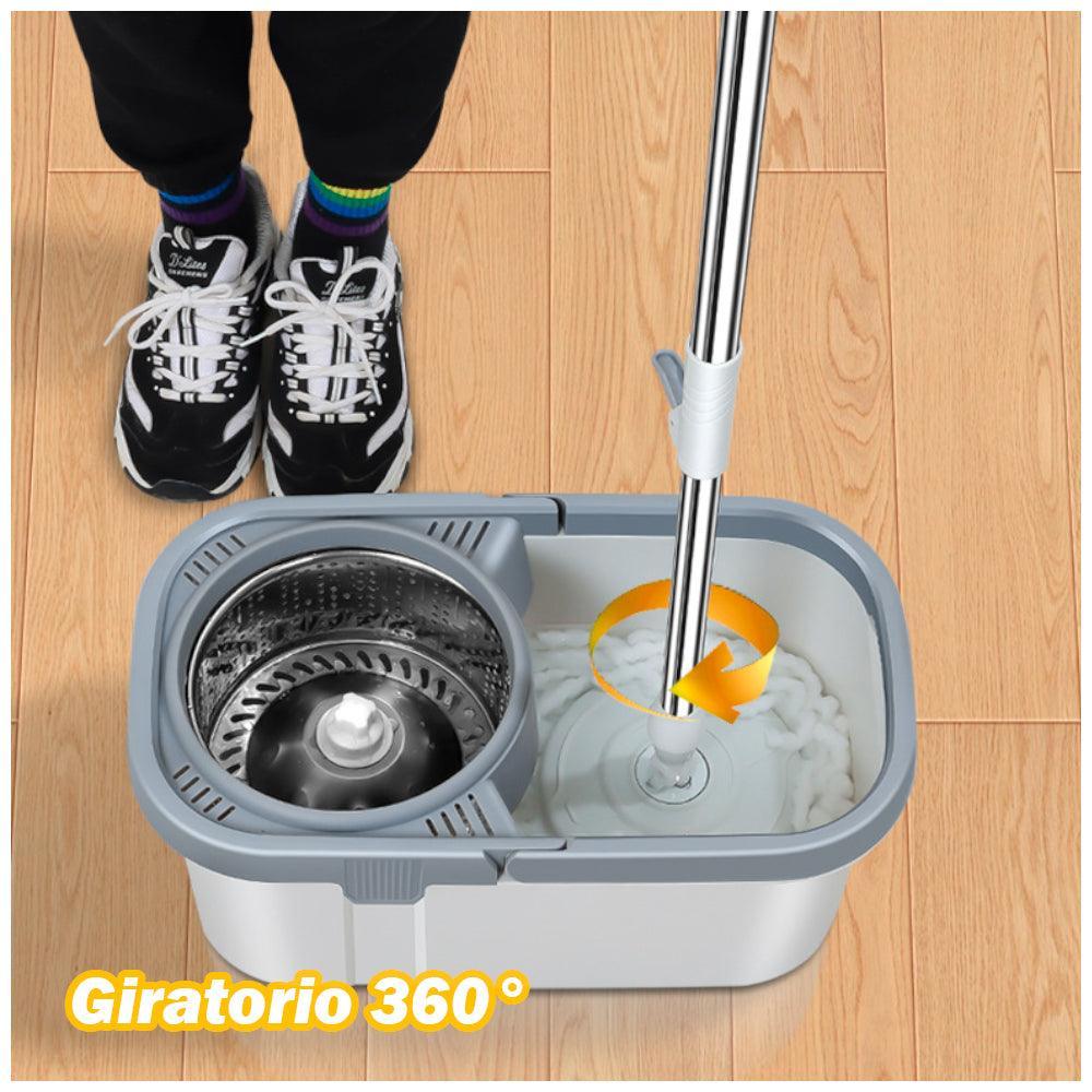 Balde Escurridor Trapeador Giratorio Cuadrado 72V Y Colgador de Regalo - Keller Perú