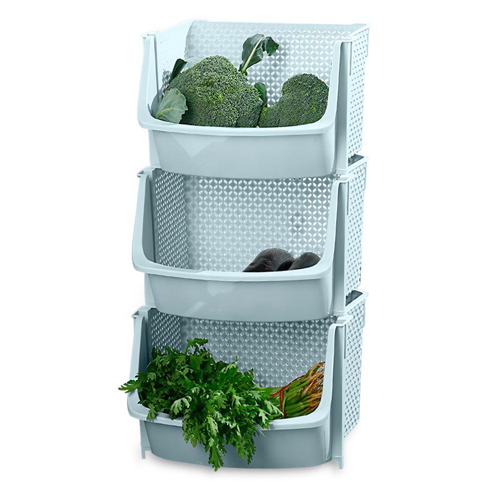 Pack X3 Caja Organizador Cesta Apilable Verdulero Frutero U80 - Keller Perú