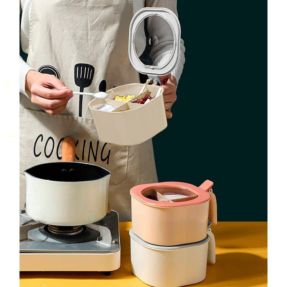 Caja Contenedor de Condimentos con 4 Compartimentos + Cucharas - Keller Perú