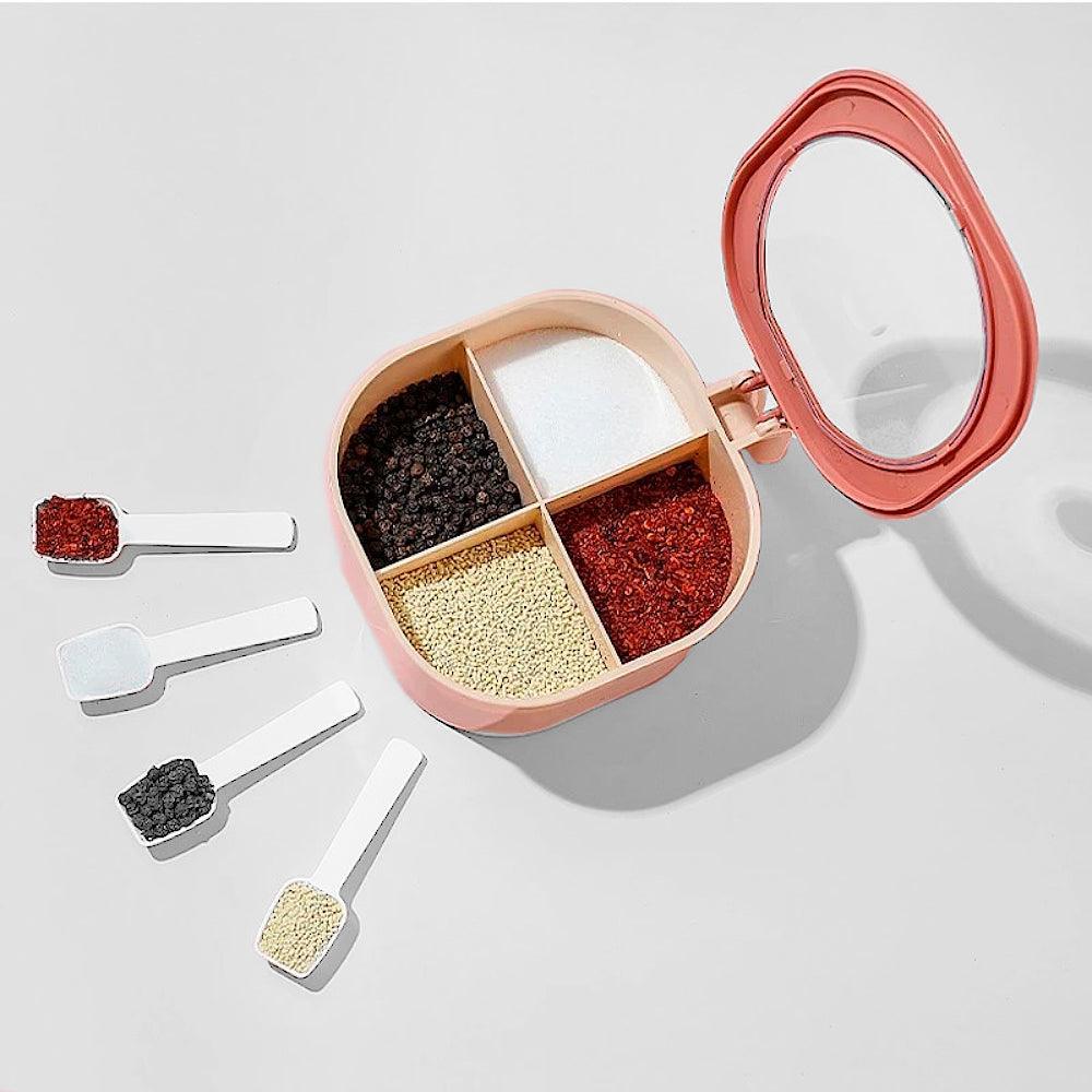 Caja Contenedor de Condimentos con 4 Compartimentos + Cucharas - Keller Perú