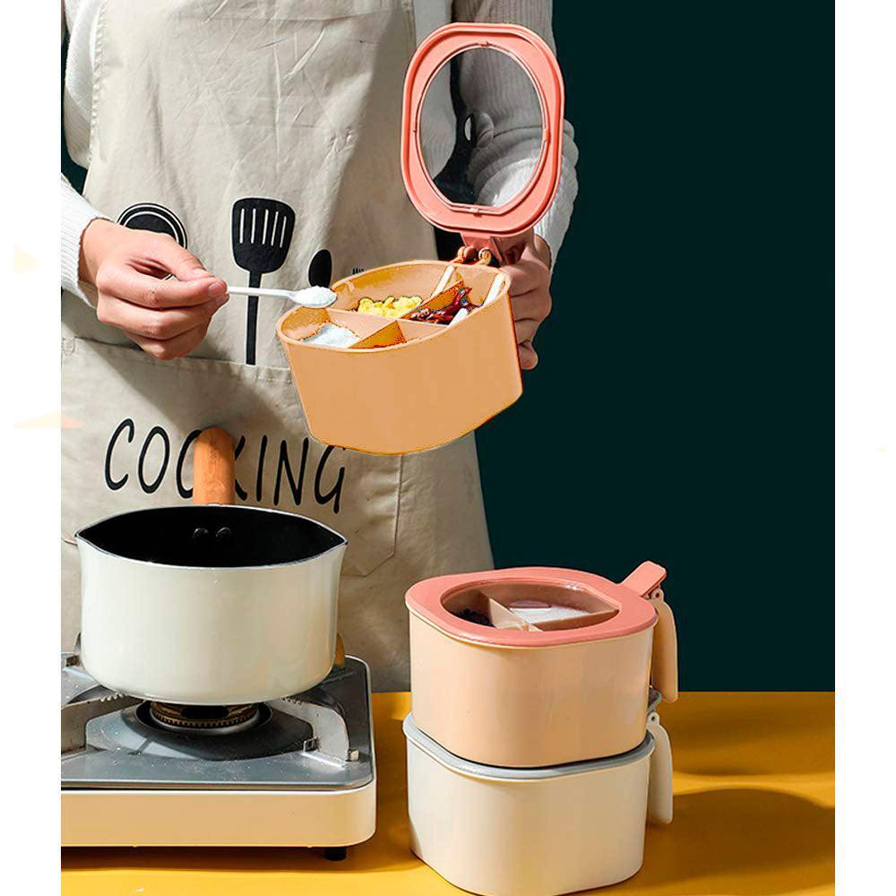 Caja Contenedor de Condimentos con 4 Compartimentos + Cucharas - Keller Perú