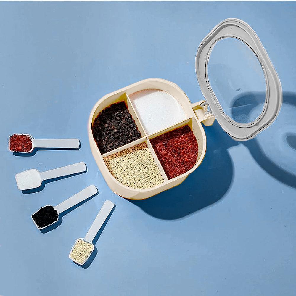 Caja Contenedor de Condimentos con 4 Compartimentos + Cucharas - Keller Perú