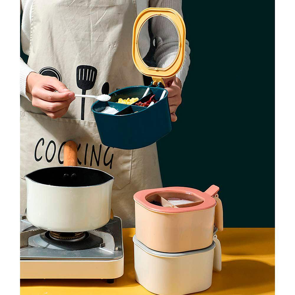 Caja Contenedor de Condimentos con 4 Compartimentos + Cucharas - Keller Perú