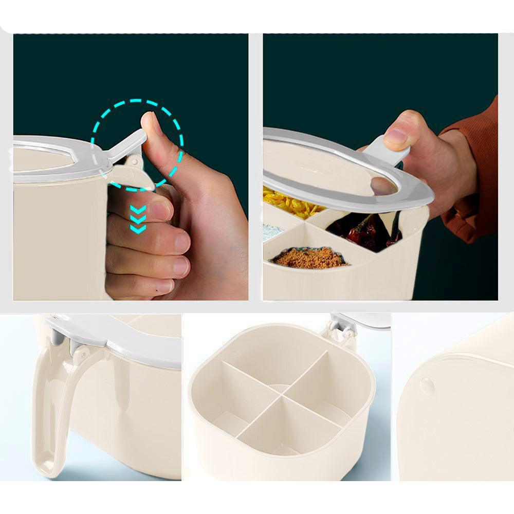 Caja Contenedor de Condimentos con 4 Compartimentos + Cucharas - Keller Perú