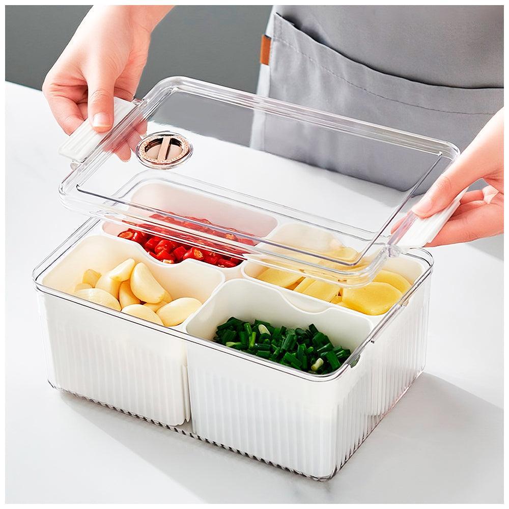 Caja Organizador Contenedor Alimentos Frutas Tapa 4 Divisiones F30 - Keller Perú