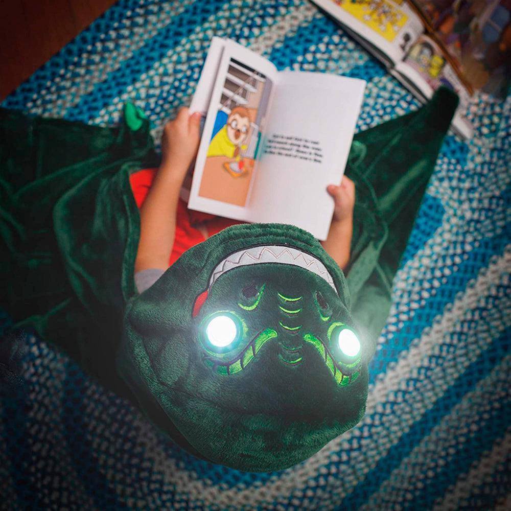 Manta Abrigo con Capucha con Luces LED Dinosaurio Verde MD - Keller Perú