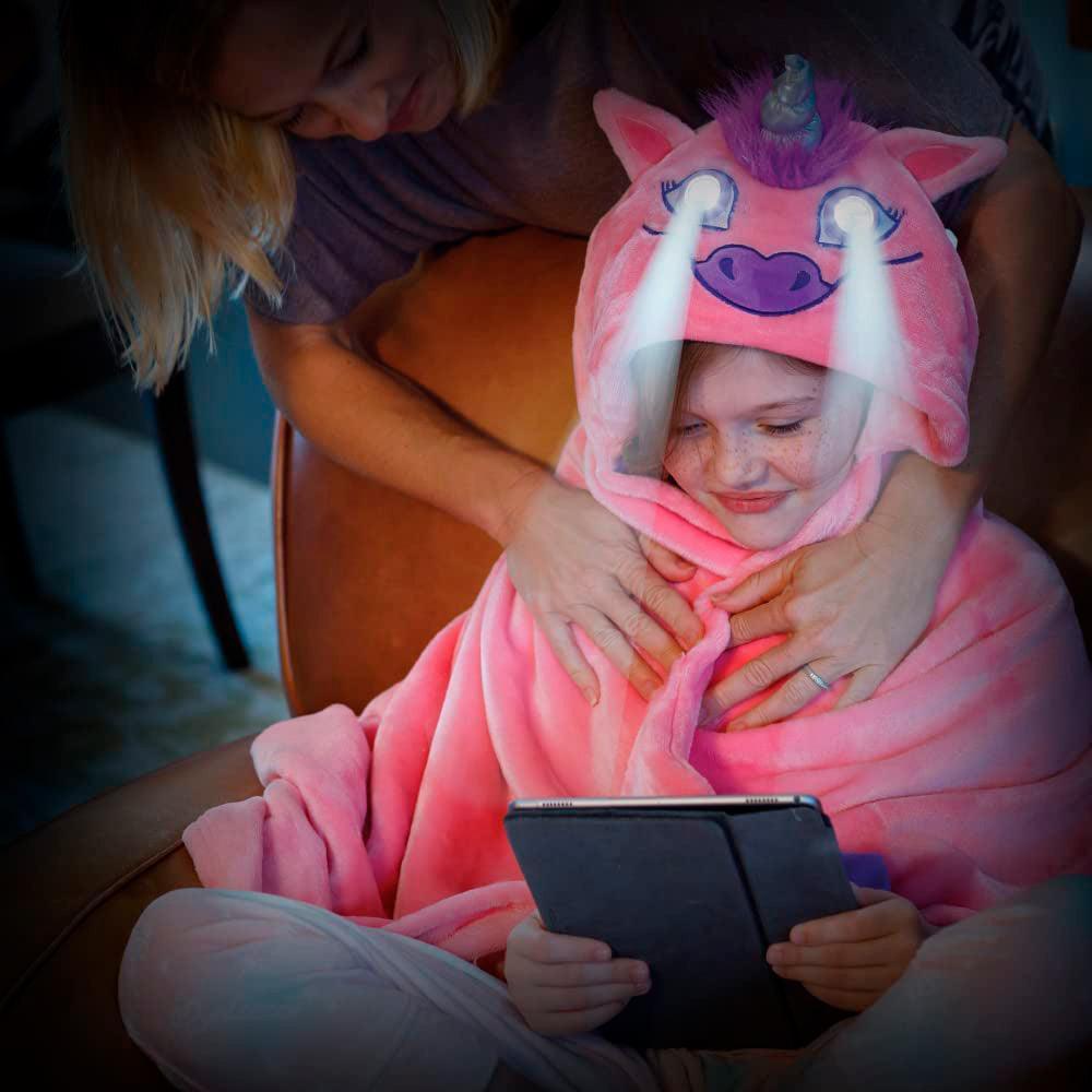 Manta Abrigo con Capucha con Luces LED Unicornio Rosa - Keller Perú