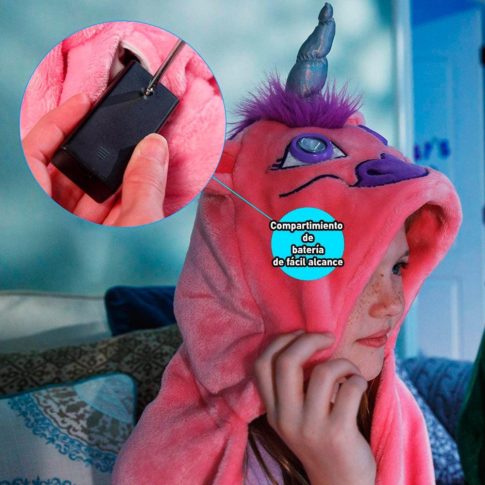 Manta Abrigo con Capucha con Luces LED Unicornio Rosa - Keller Perú