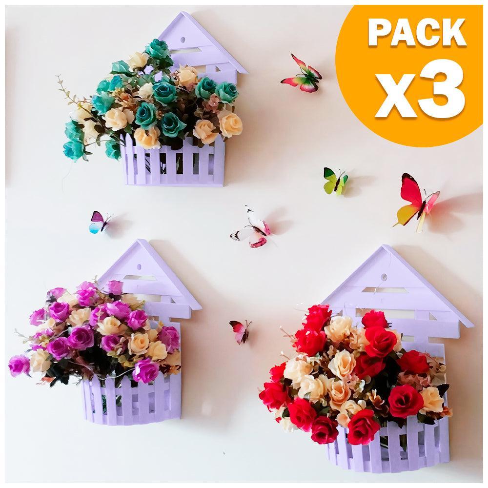 Pack X3 Macetero Decorativo Maceta Colgante de Pared Casita L10 - Keller Perú