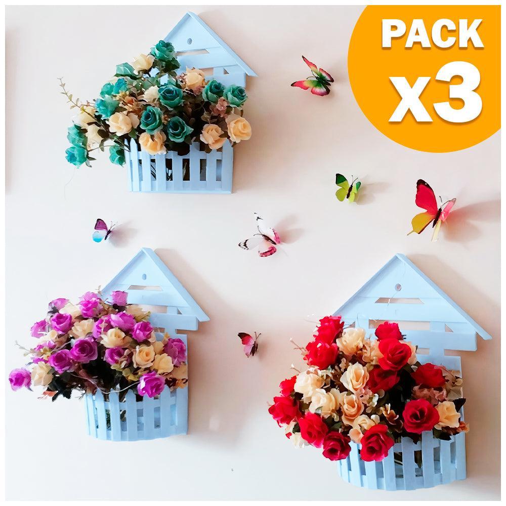 Pack X3 Macetero Decorativo Maceta Colgante de Pared Casita L10 - Keller Perú