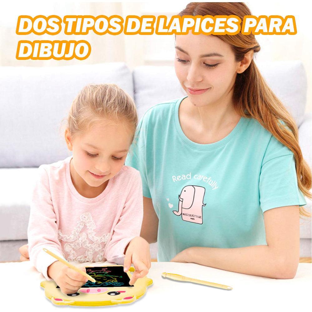Tablero Pizarra de Dibujo LCD Didáctico Trazo de Colores Chanchito 2 Lápices Amarillo - Keller Perú