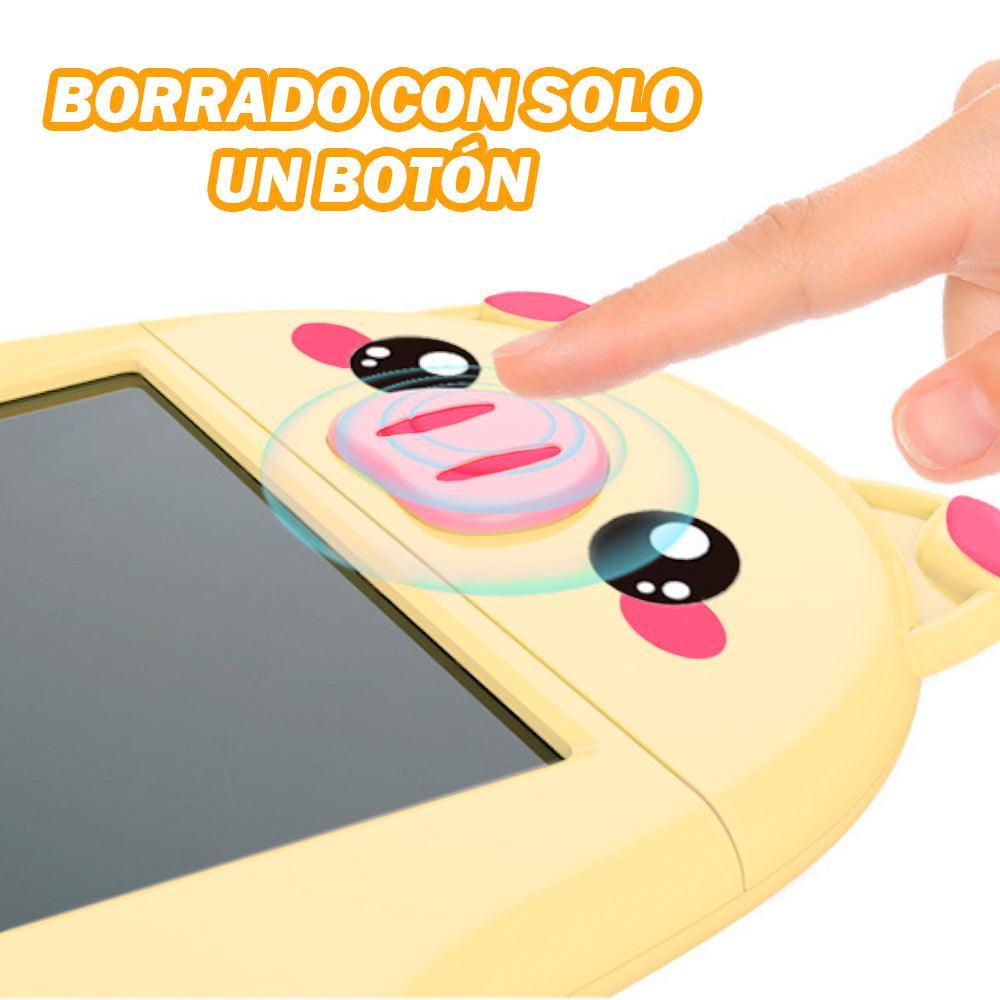 Tablero Pizarra de Dibujo LCD Didáctico Trazo de Colores Chanchito 2 Lápices Amarillo - Keller Perú