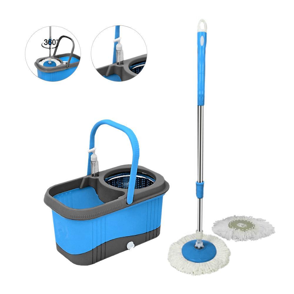 Balde Escurridor Automático Trapeador 2 Mopas+Dispensador Celeste - Keller Perú