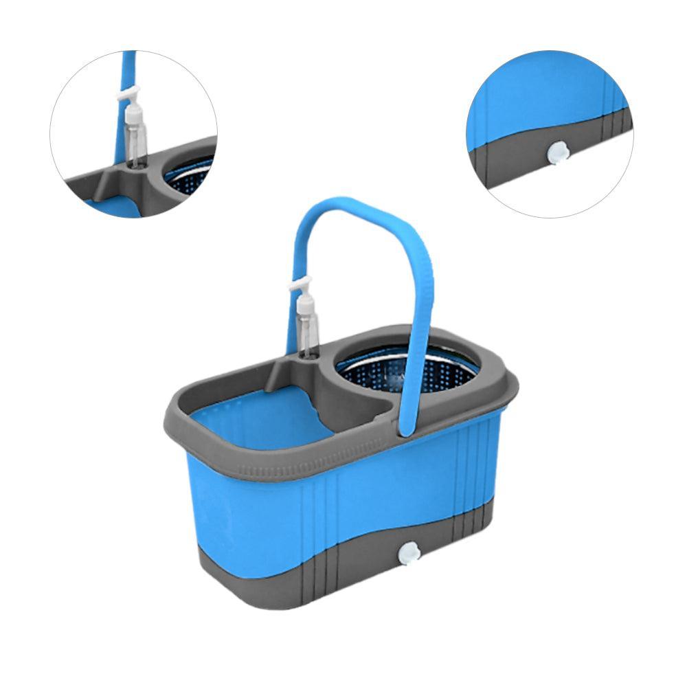 Balde Escurridor Automático Trapeador 2 Mopas+Dispensador Celeste - Keller Perú
