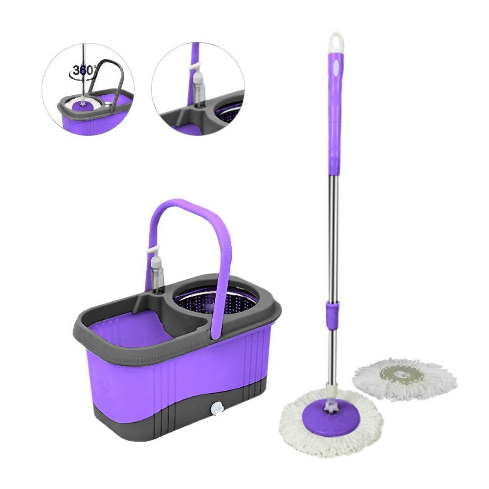 Balde Escurridor Automático Trapeador 2 Mopas+Dispensador Morado - Keller Perú