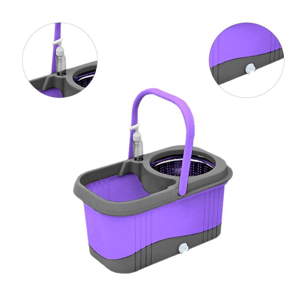 Balde Escurridor Automático Trapeador 2 Mopas+Dispensador Morado - Keller Perú