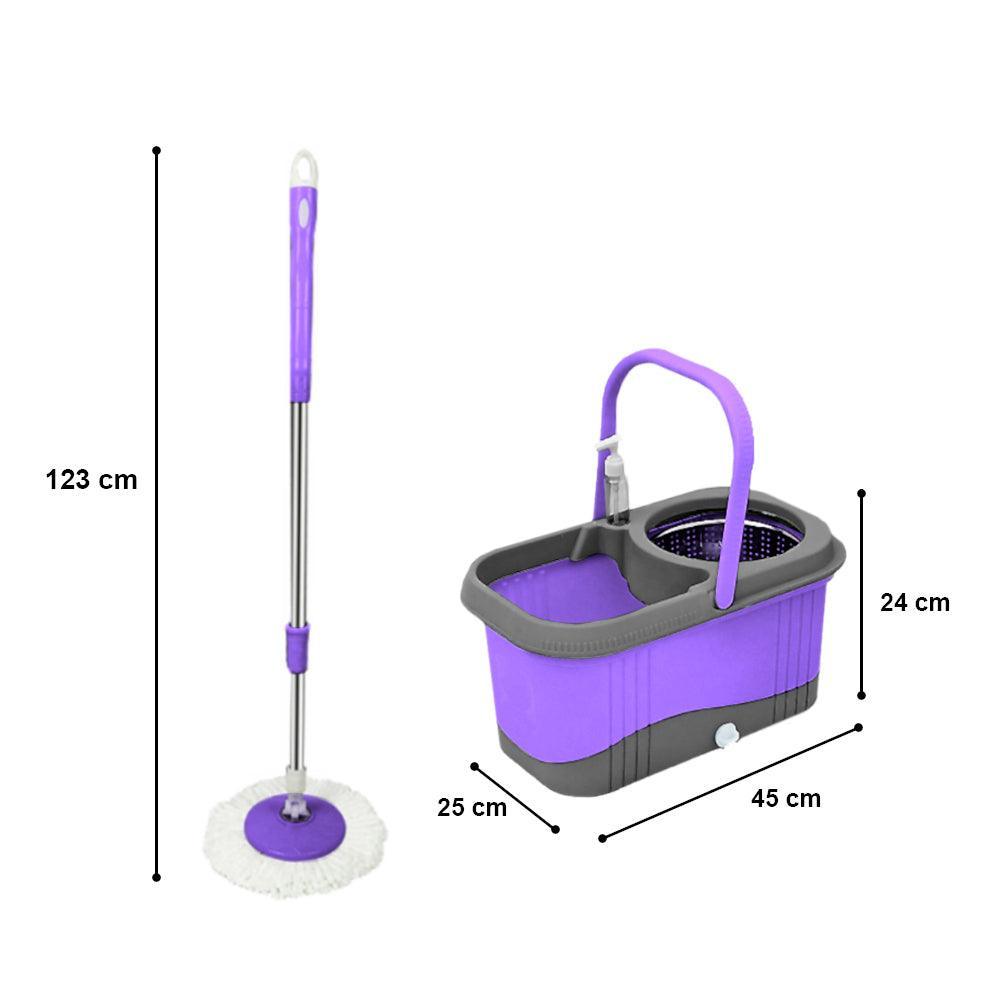 Balde Escurridor Automático Trapeador 2 Mopas+Dispensador Morado - Keller Perú