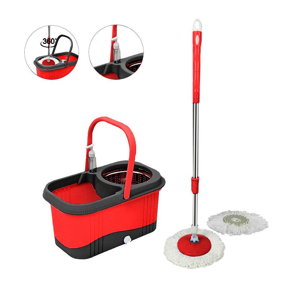Balde Escurridor Automático Trapeador 2 Mopas+Dispensador Rojo - Keller Perú