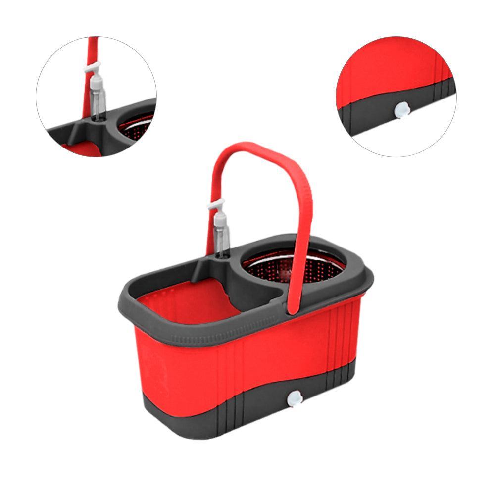 Balde Escurridor Automático Trapeador 2 Mopas+Dispensador Rojo - Keller Perú