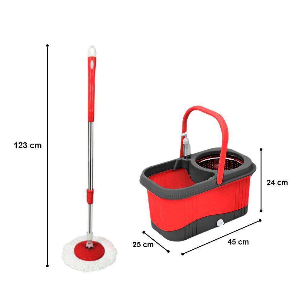 Balde Escurridor Automático Trapeador 2 Mopas+Dispensador Rojo - Keller Perú