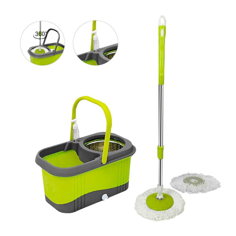 Balde Escurridor Automático Trapeador 2 Mopas+Dispensador Verde - Keller Perú