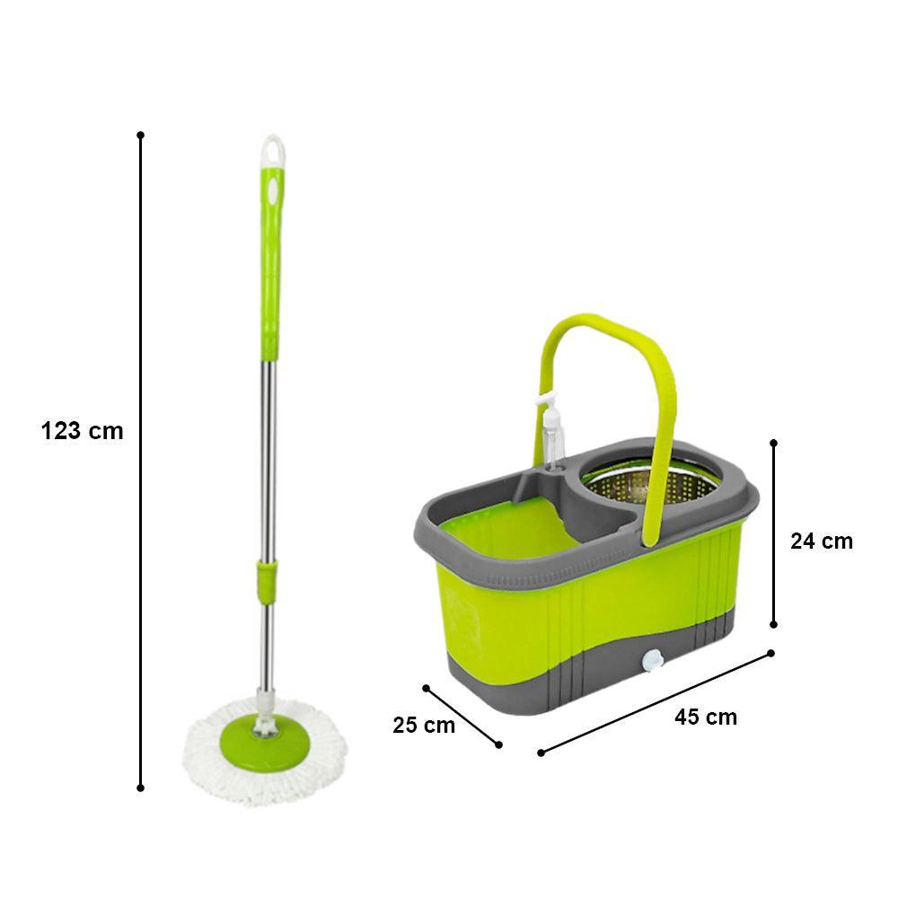 Balde Escurridor Automático Trapeador 2 Mopas+Dispensador Verde - Keller Perú
