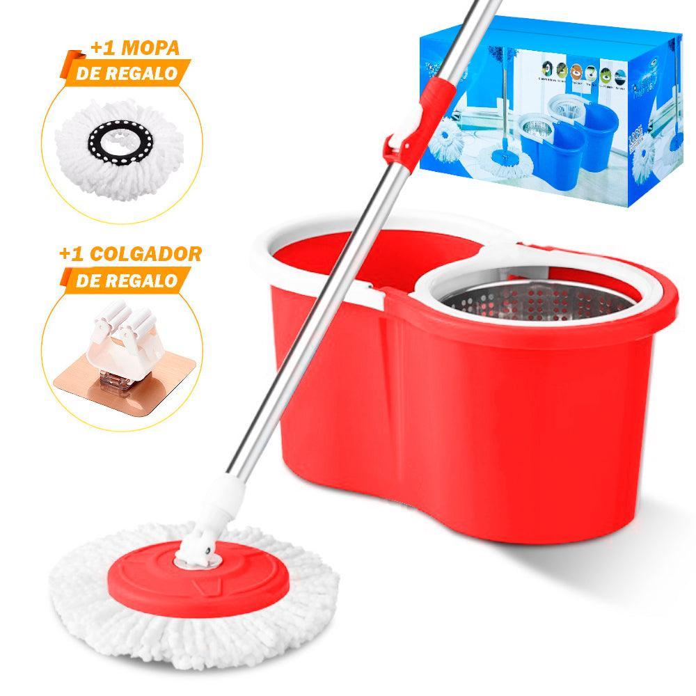 Trapeador con Escurridor Giratorio Automático 2 Mopas 88 Y Colgador de Regalo - Keller Perú