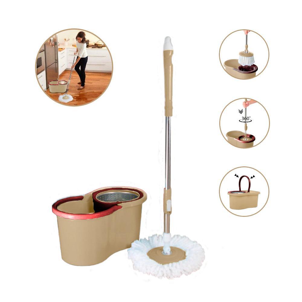 Trapeador con Escurridor Giratorio Automático 2 Mopas - Keller Perú