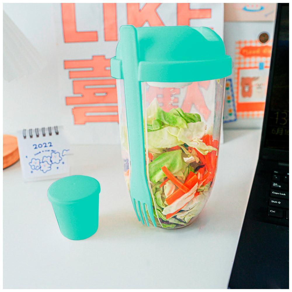 Vaso Mezclador Porta Ensaladas Frutas Cereales Yogurt con Tenedor - Keller Perú