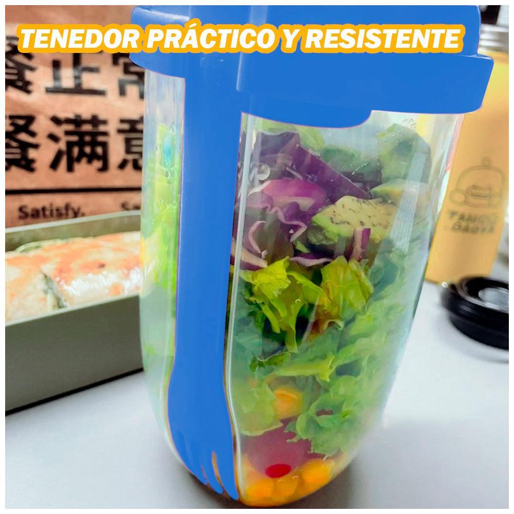 Vaso Mezclador Porta Ensaladas Frutas Cereales Yogurt con Tenedor - Keller Perú