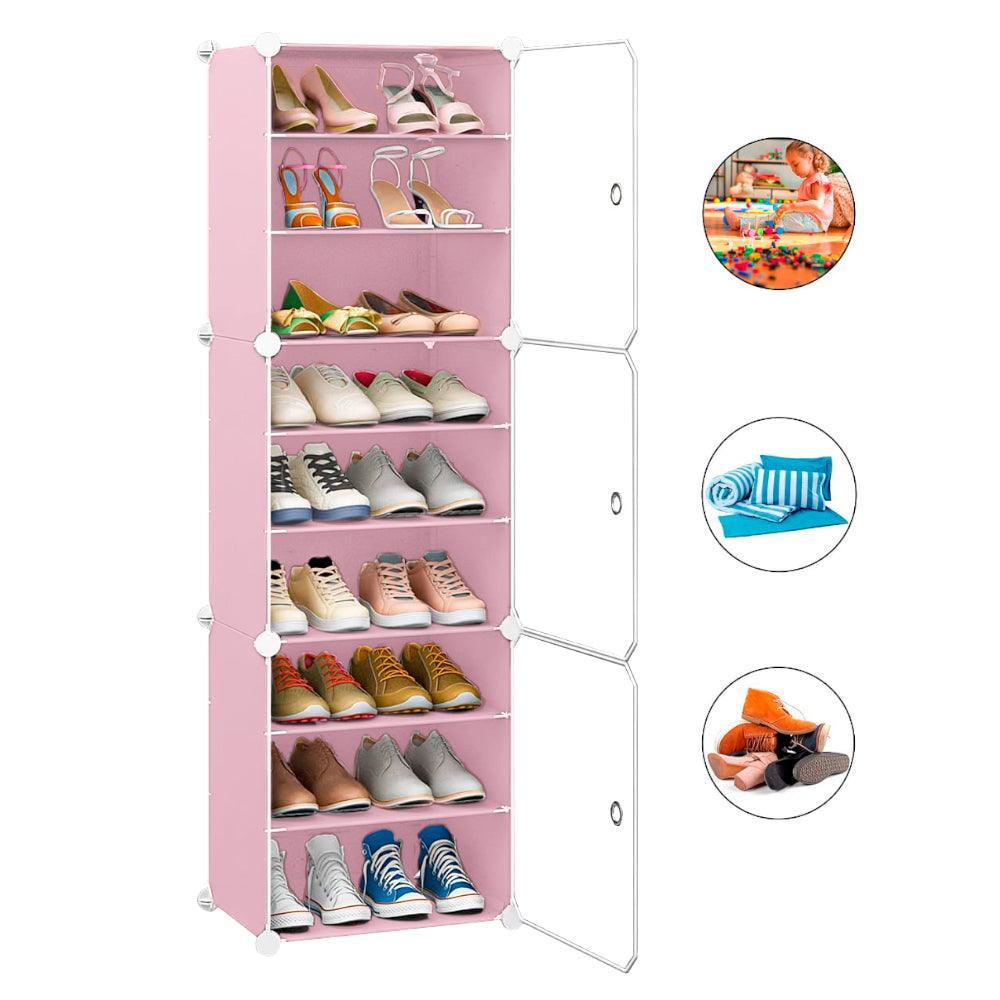 Zapatera Organizador Armable 9 Niveles Multiusos Rosado - Keller Perú
