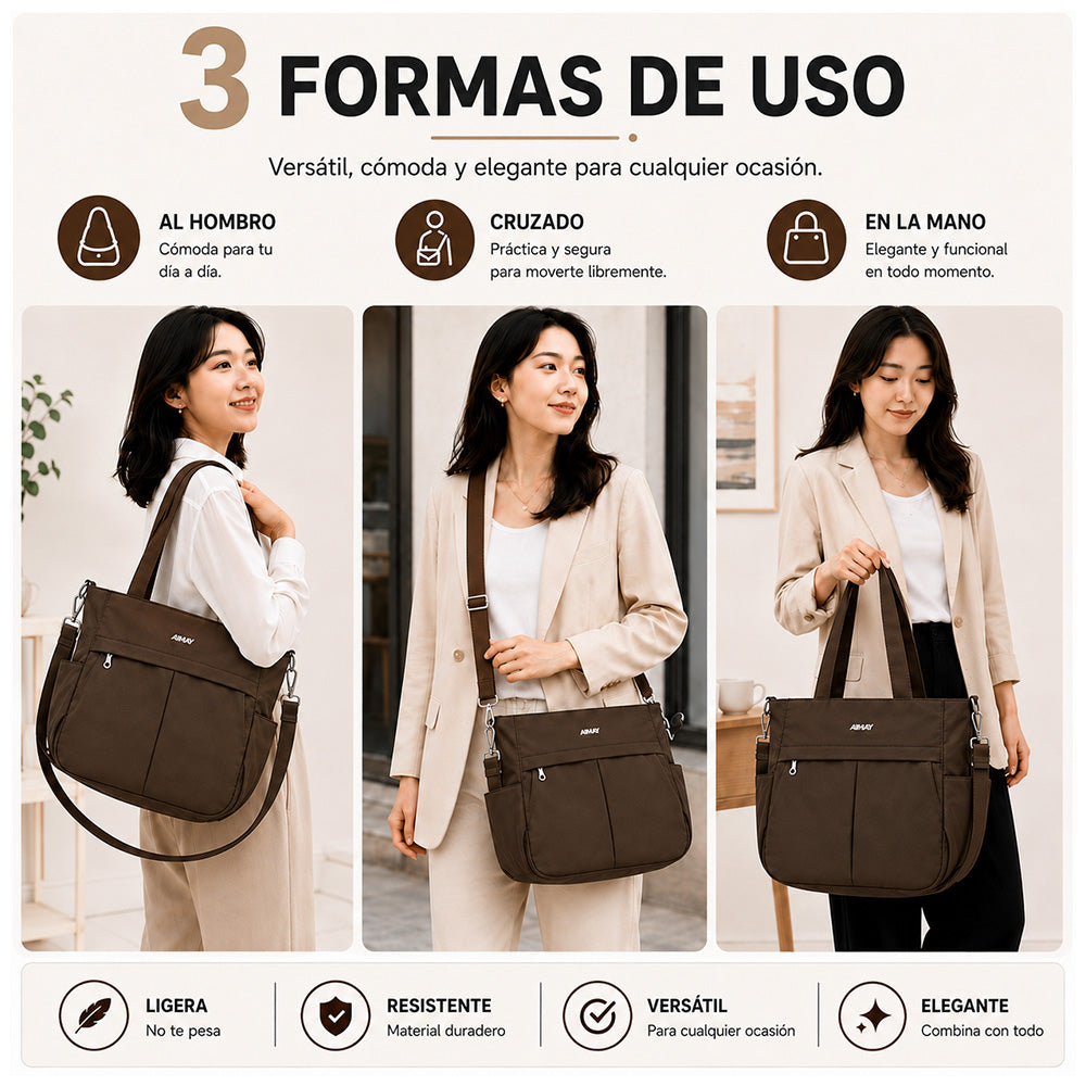 Bolso para Mujer Impermeable con Gran Capacidad y Correa Ajustable CT2