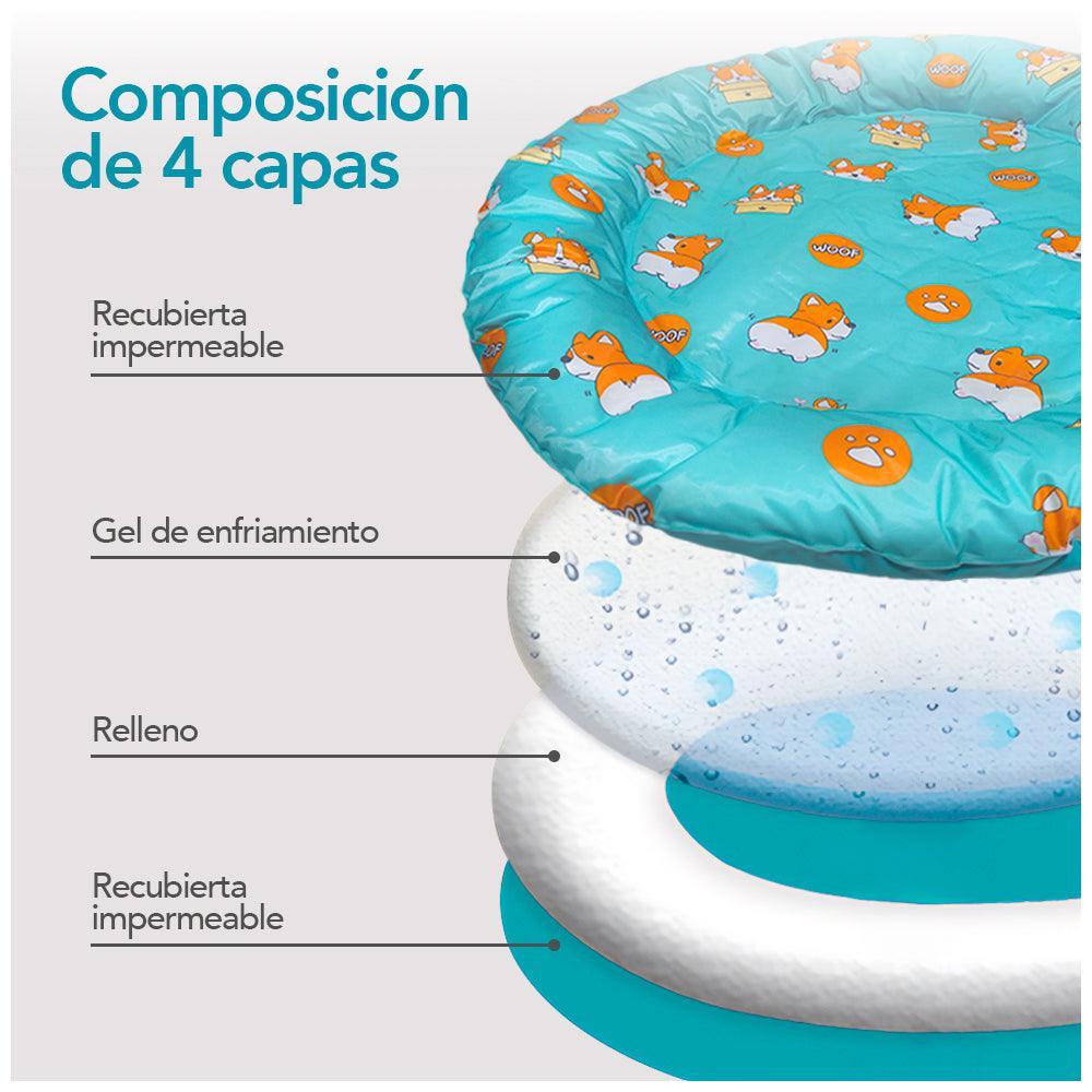 Cama Refrigerante para Mascotas Circular 65X65 cm Diseño Perro YB7