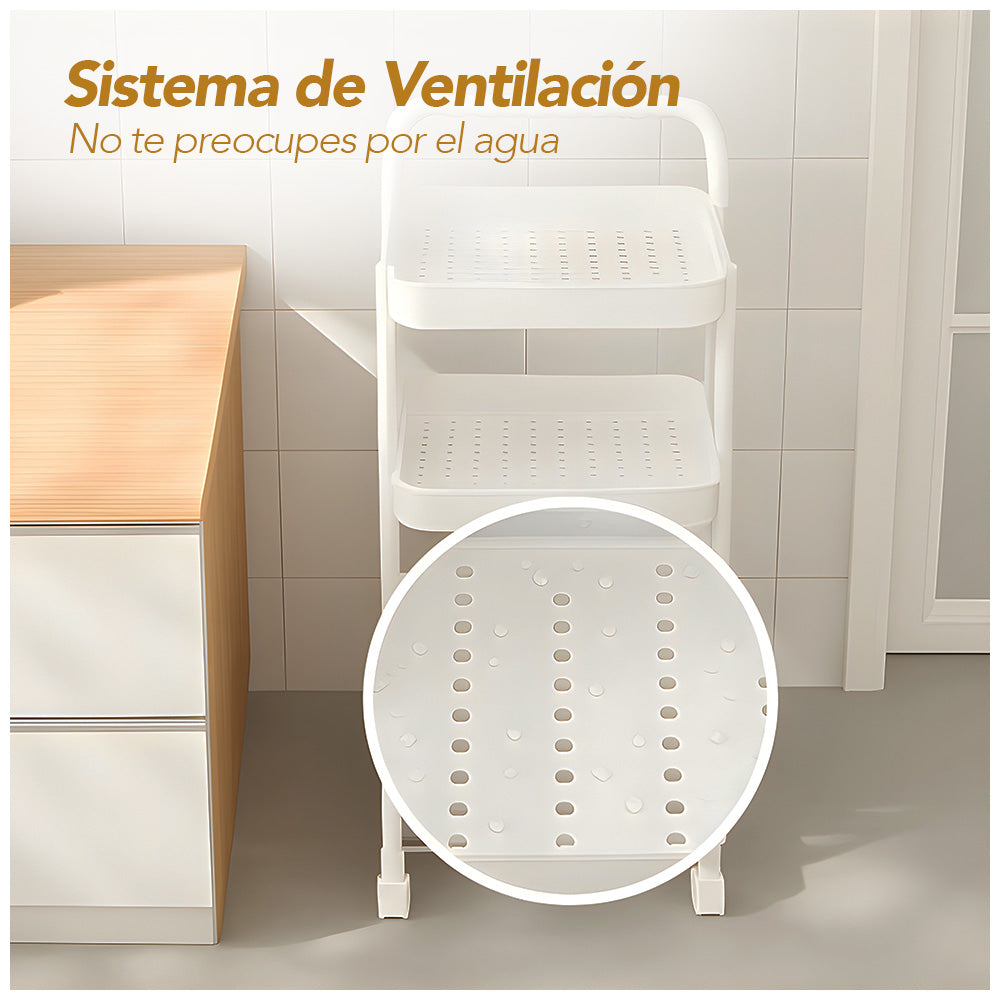 Carrito Organizador 3 Niveles con Ruedas Y Asa para Cocina C92
