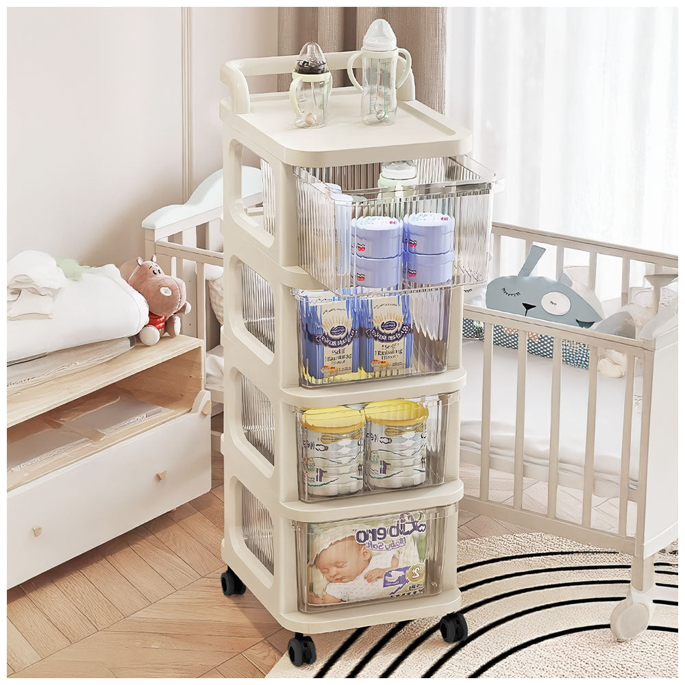 Organizador de Pañales y Accesorios de Bebé 4 Niveles con Ruedas CT4