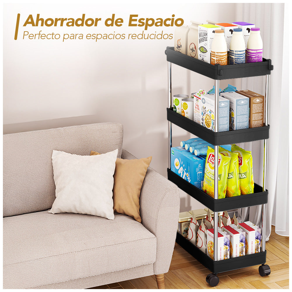 Carrito Organizador Elegante 4 Niveles con Colgadores para Baño AJ8