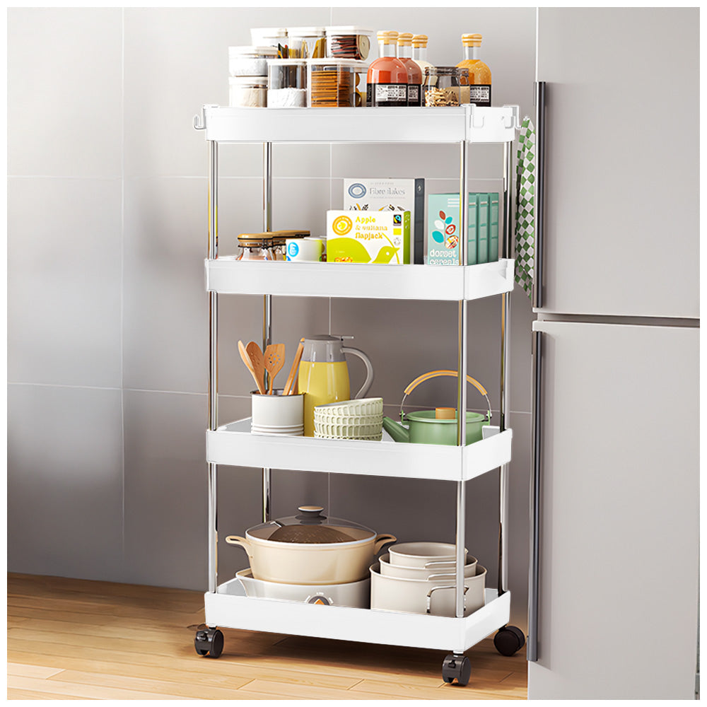 Carrito Organizador Elegante 4 Niveles con Colgadores para Cocina AJ8