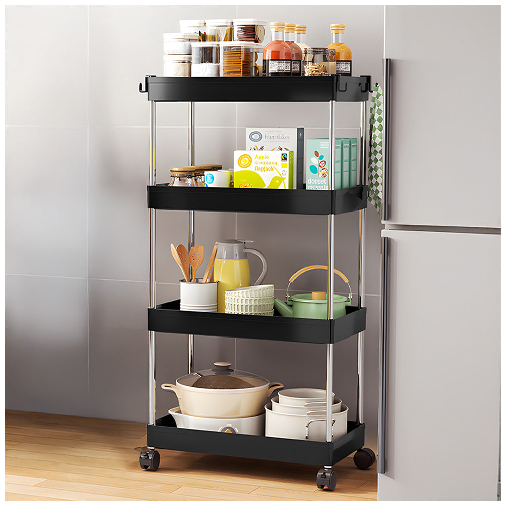 Carrito Organizador Elegante 4 Niveles con Colgadores para Cocina AJ8