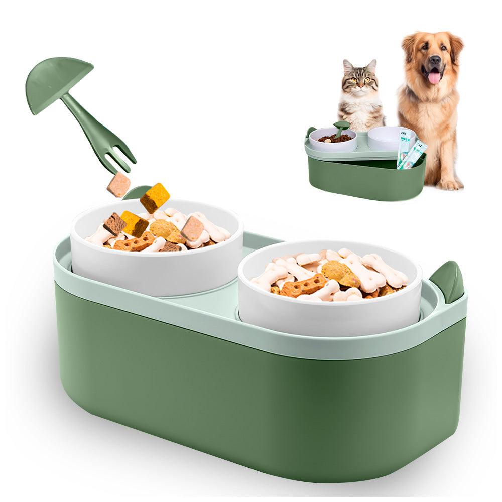 Plato Elevado Doble para Perros Gatos con Base MM3