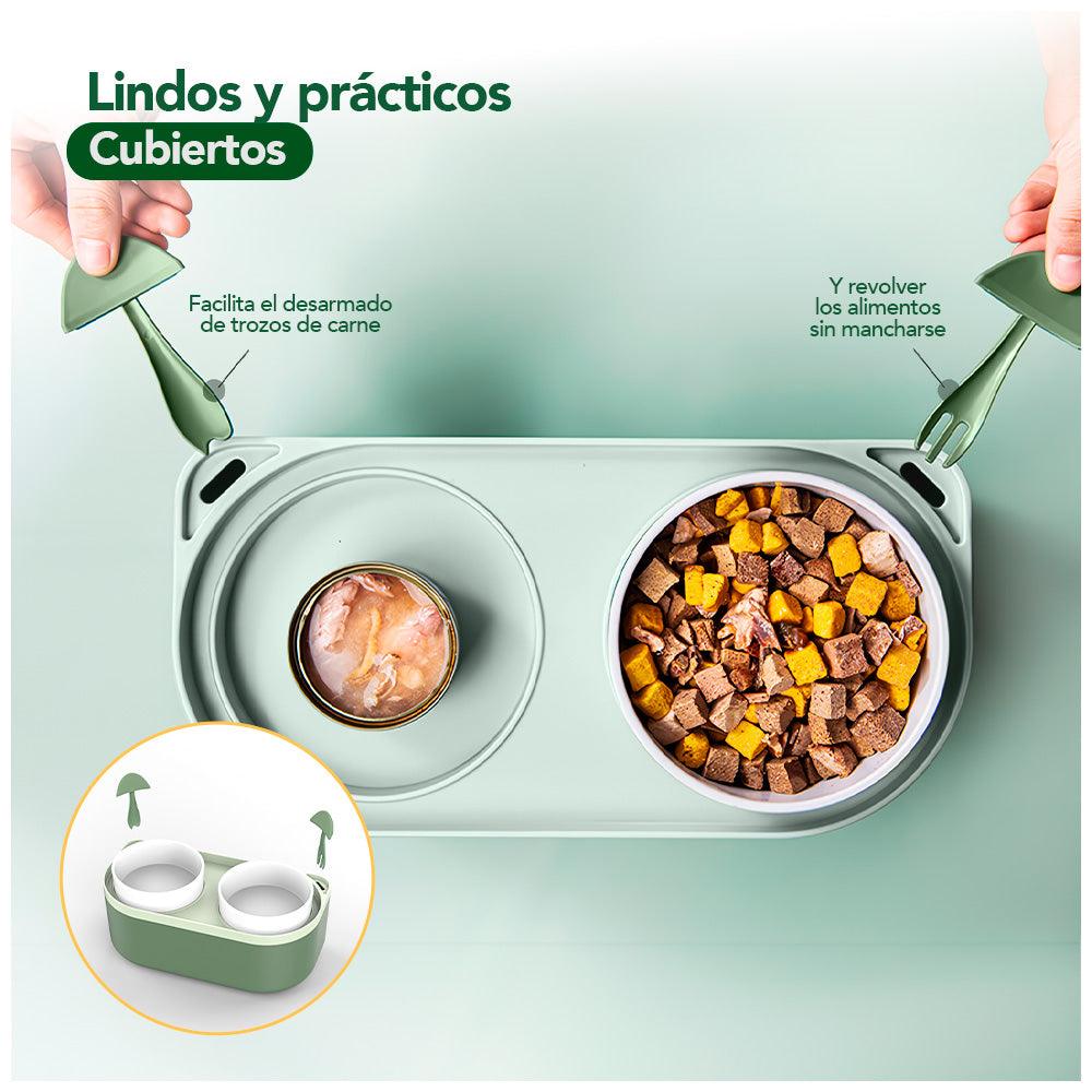 Plato Elevado Doble para Perros Gatos con Base MM3