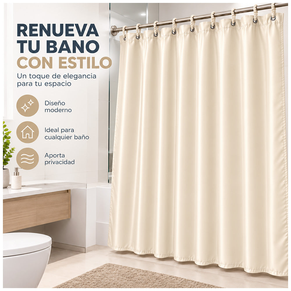 Cortina de Baño Elegante Satinada con Colgadores TH5