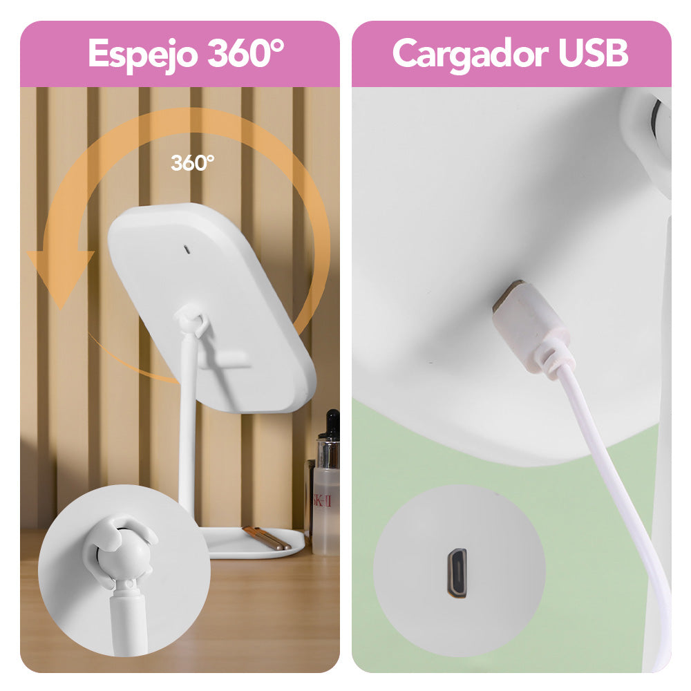 Joyero Organizador con Espejo LED Portátil A31