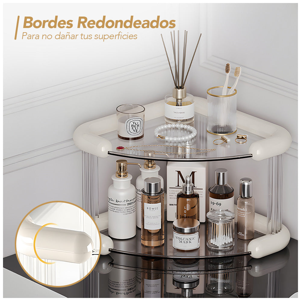 Organizador Esquinero de Baño 2 Niveles con Base Antideslizante E47