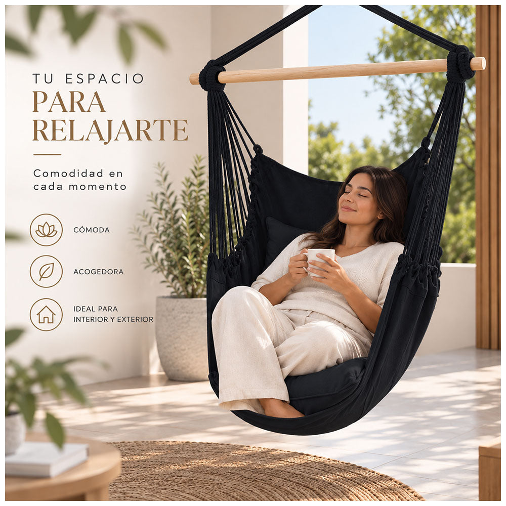 Hamaca Silla Colgante Portátil con Cojines LJ4
