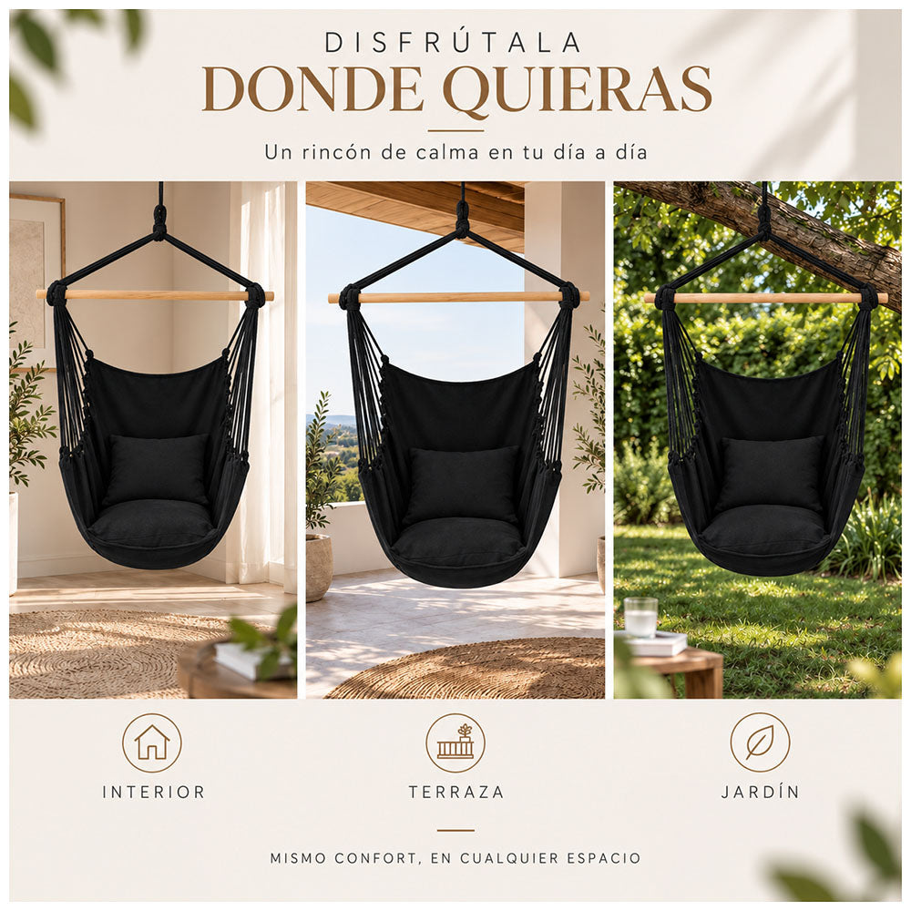 Hamaca Silla Colgante Portátil con Cojines LJ4